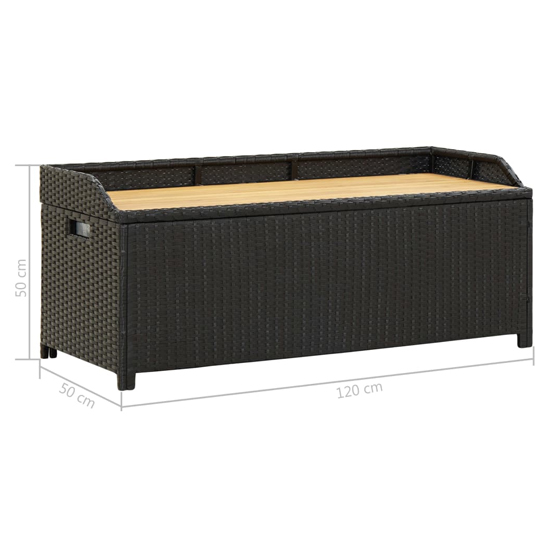Sophiya Poly Rattan Garden Storage Seating Bench In Black