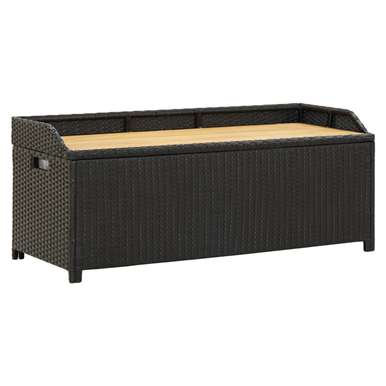 Product photograph of Sophiya Poly Rattan Garden Storage Seating Bench In Black from Furniture in Fashion