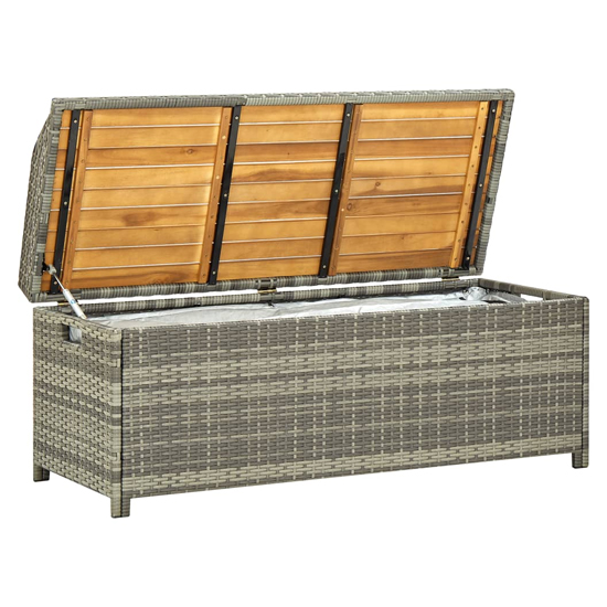 Sophiya Poly Rattan Garden Storage Seating Bench In Grey