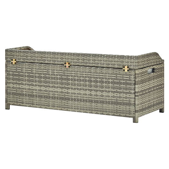 Sophiya Poly Rattan Garden Storage Seating Bench In Grey