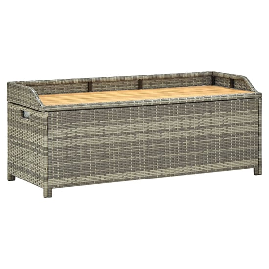 Photo of Sophiya poly rattan garden storage seating bench in grey