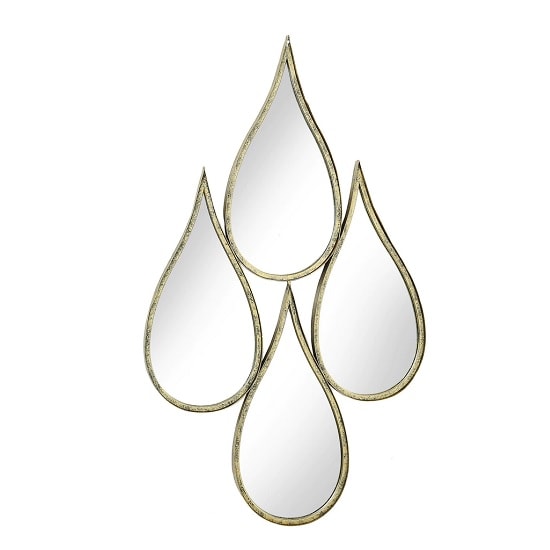 Soprano Contemporary Tear Drop Wall Mirror In Antique Gold FiF