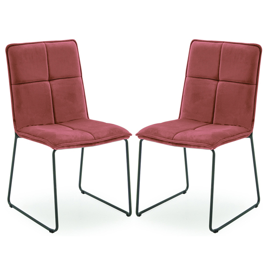 Sorani Blue Velvet Dining Chairs With Metal Legs In Pair