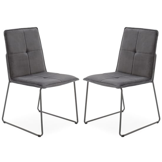 Sorani Grey Velvet Dining Chairs With Metal Legs In Pair
