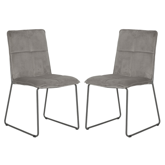 Product photograph of Sorani Mink Velvet Dining Chairs With Metal Legs In Pair from Furniture in Fashion