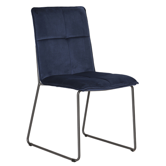 Read more about Sorani velvet dining chair with metal legs in blue