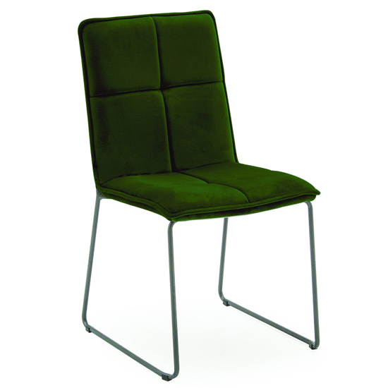 Photo of Sorani velvet dining chair with metal legs in green