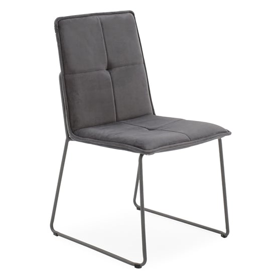 Sorani Velvet Dining Chair With Metal Legs In Grey