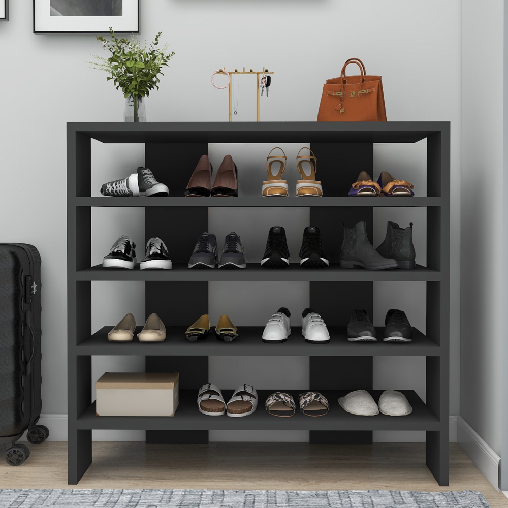 Sorano Wooden Shoe Storage with 4 Shelves in Anthracite