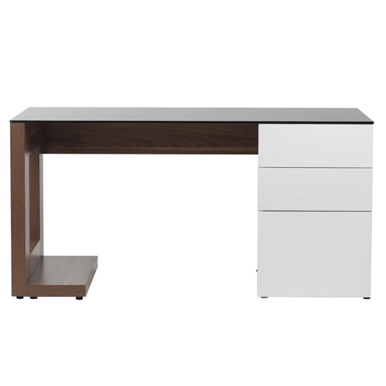 Sorbose Black Glass Top Laptop Desk In Walnut And White_4