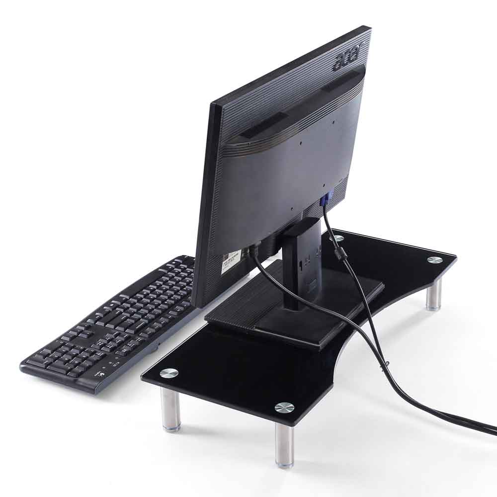 Sorella Black Glass Monitor Stand Riser