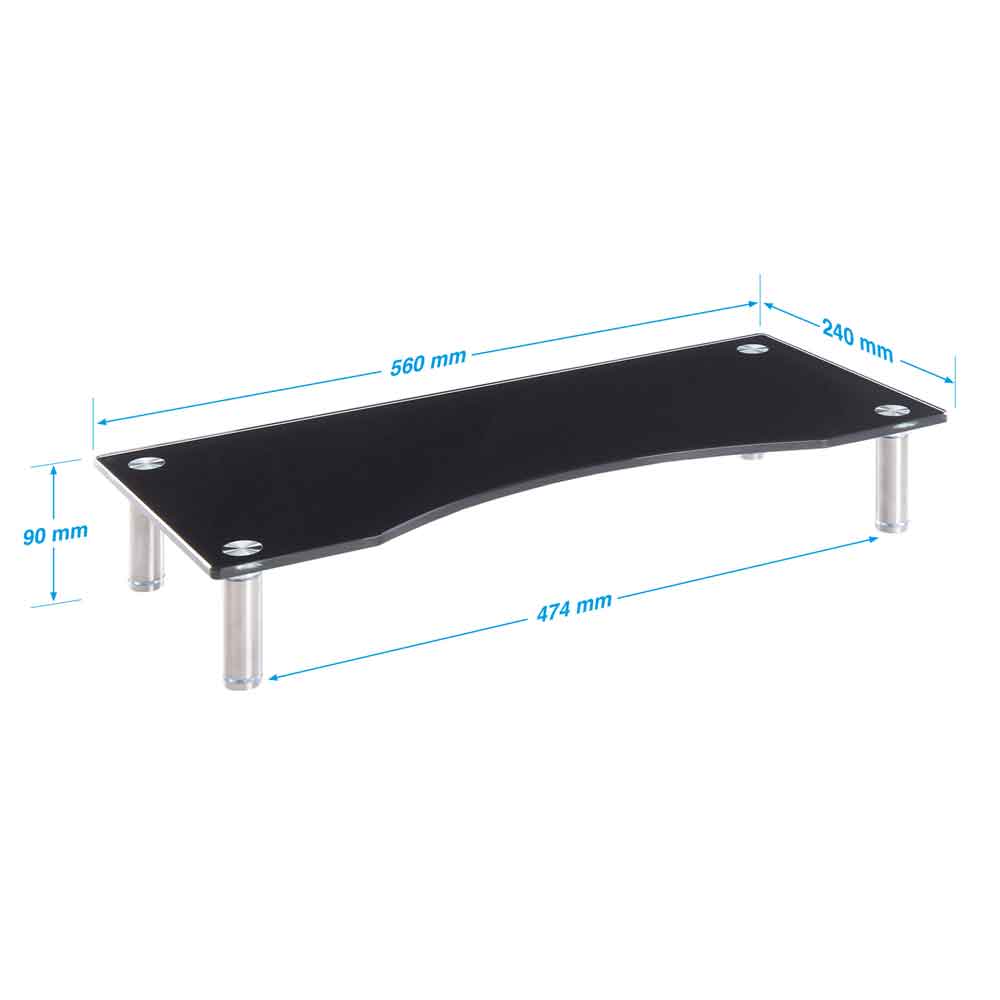 Sorella Black Glass Monitor Stand Riser