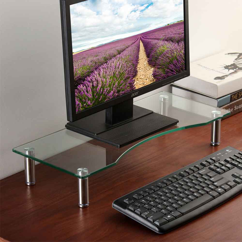 Sorella Clear Glass Monitor Stand Riser