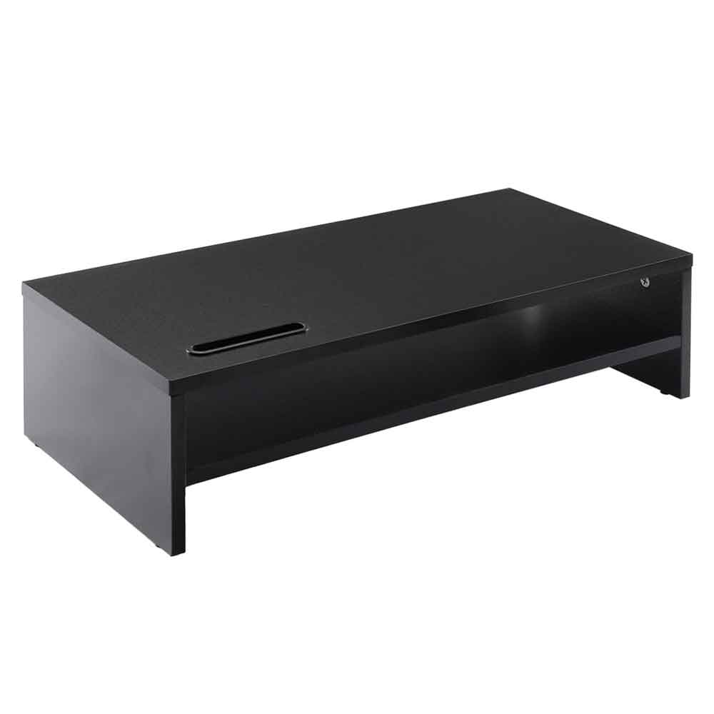 Sorella Wooden Monitor Stand Riser with 2 Shelf in Black