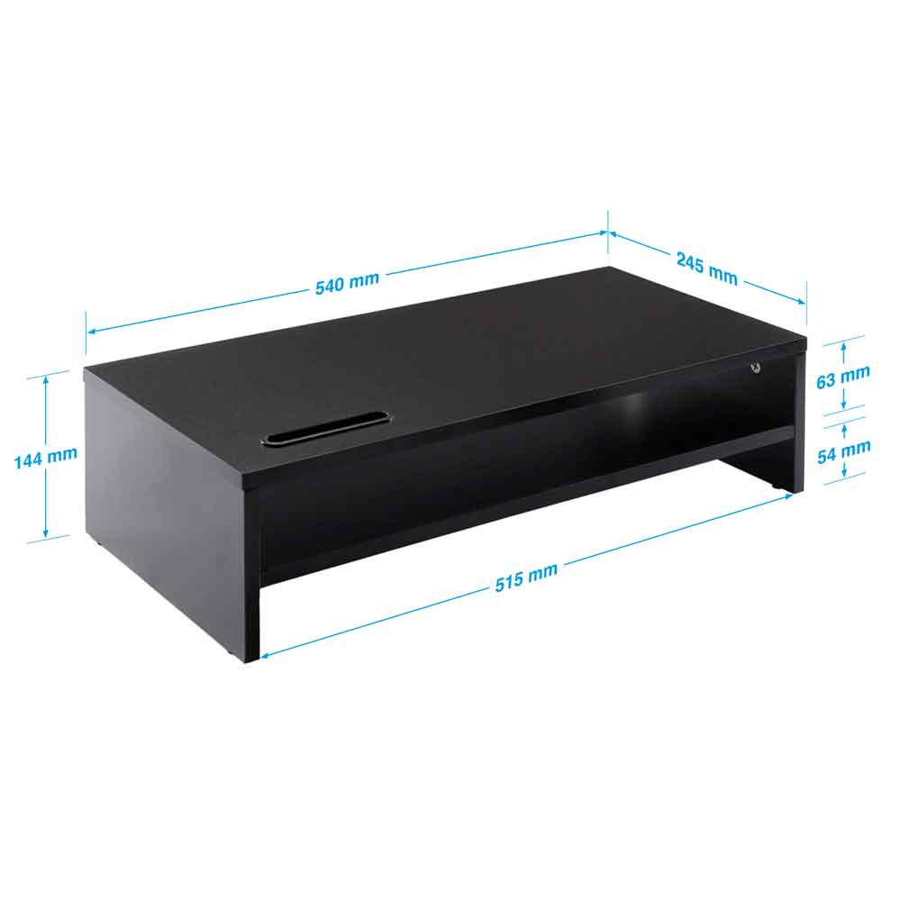 Sorella Wooden Monitor Stand Riser with 2 Shelf in Black