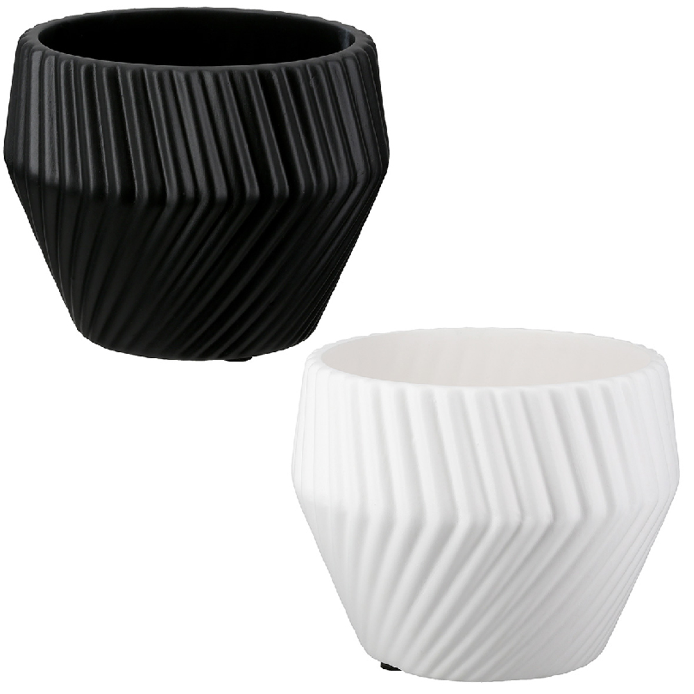 Sorelli Ceramic Round Set of 2 Flower Vase In Black And White