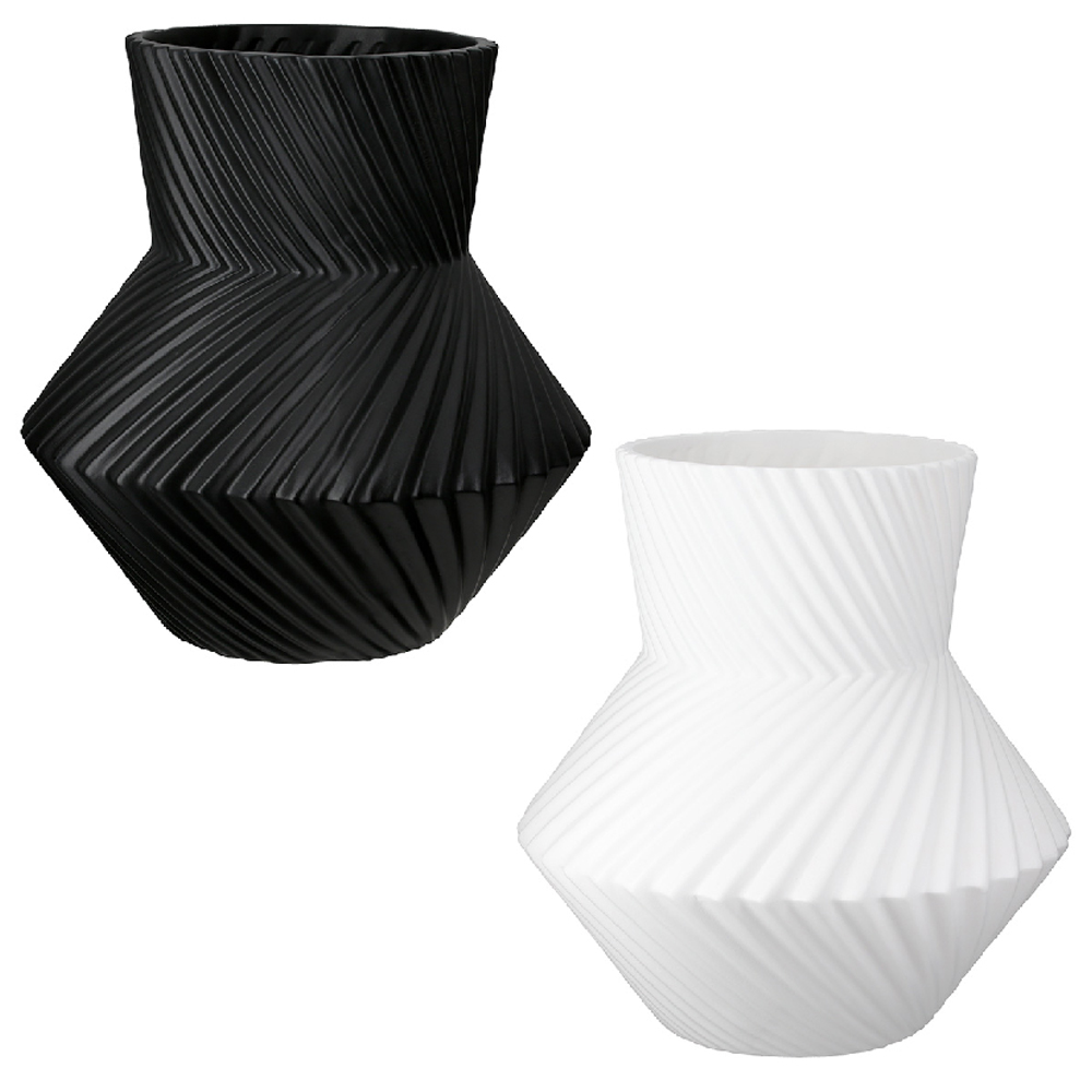 Sorelli Large Ceramic Round Set of 2 Vase In Black And White
