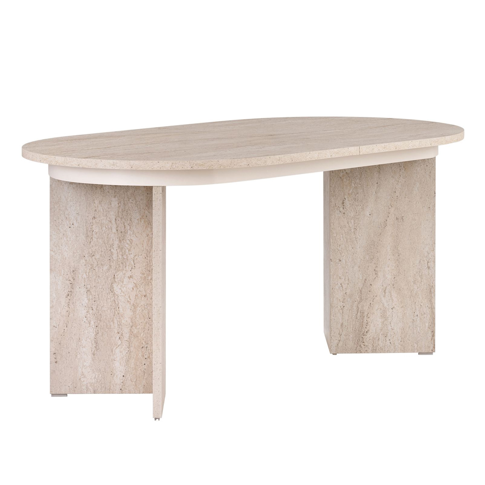 Soreno Oval Wooden Extending Dining Table in Travertine Marble Effect