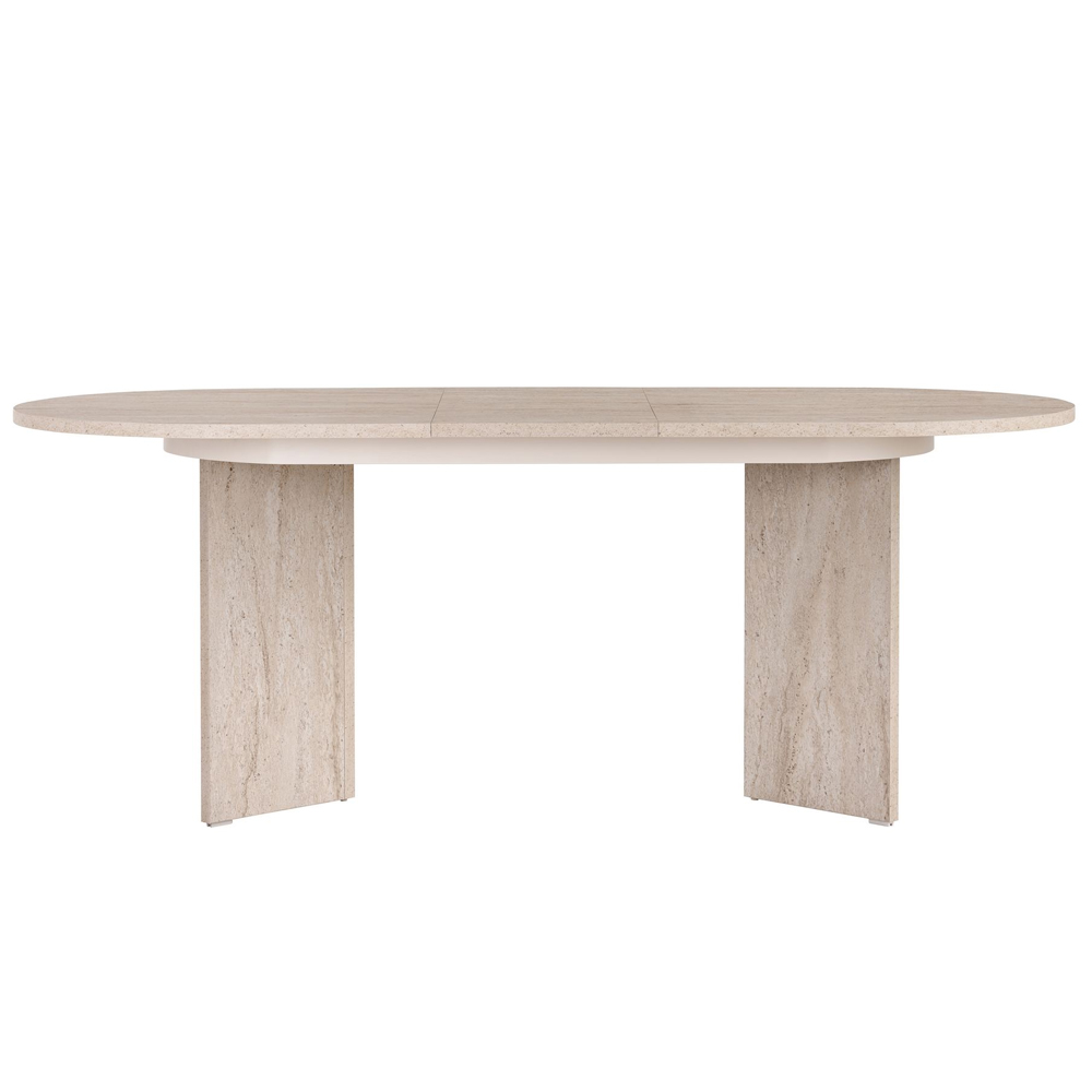Soreno Oval Wooden Extending Dining Table in Travertine Marble Effect