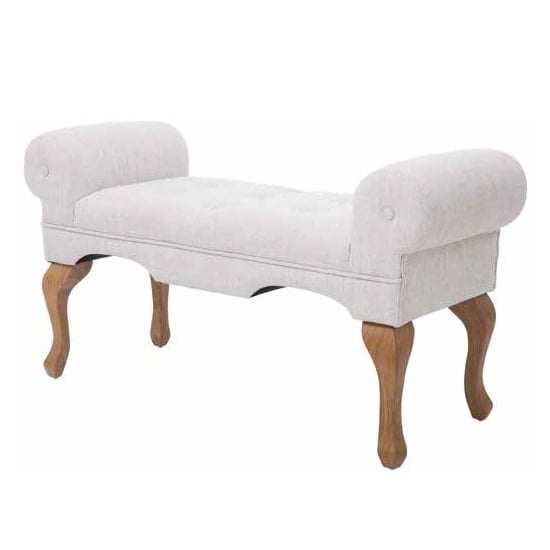 Product photograph of Sorio Boudoir Bench In Beige Fabric With Wooden Legs from Furniture in Fashion