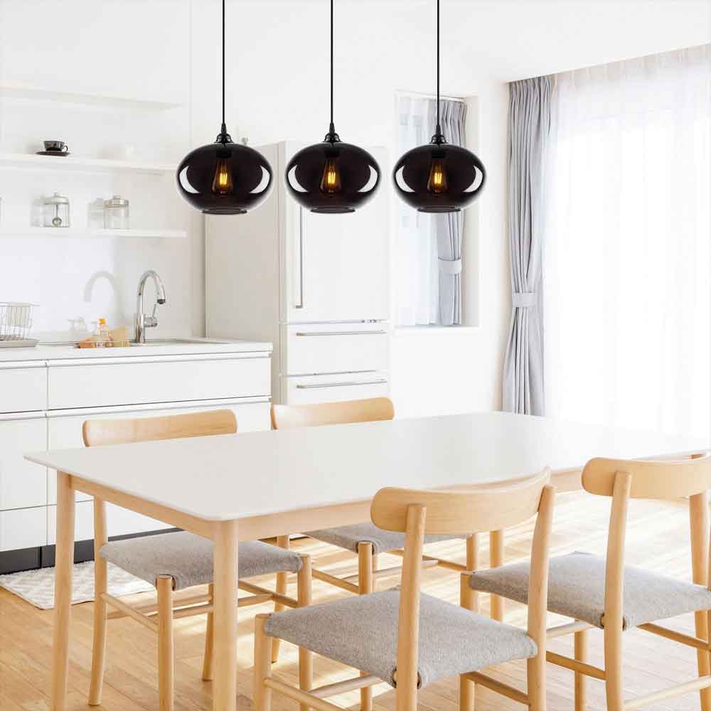 Sormel 3 Light Glass Ceiling Pendant Light in Black