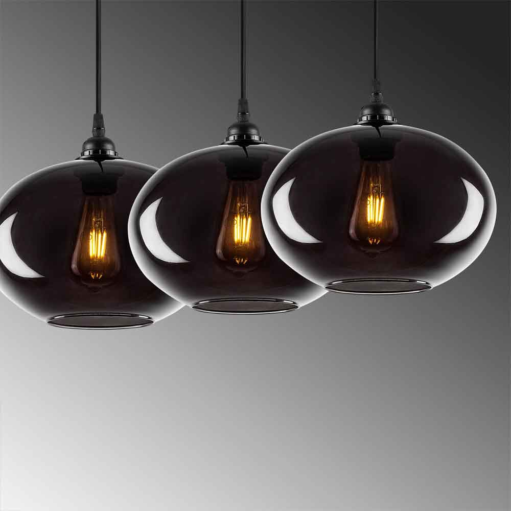 Sormel 3 Light Glass Ceiling Pendant Light in Black