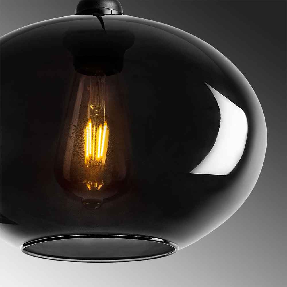Sormel 3 Light Glass Ceiling Pendant Light in Black