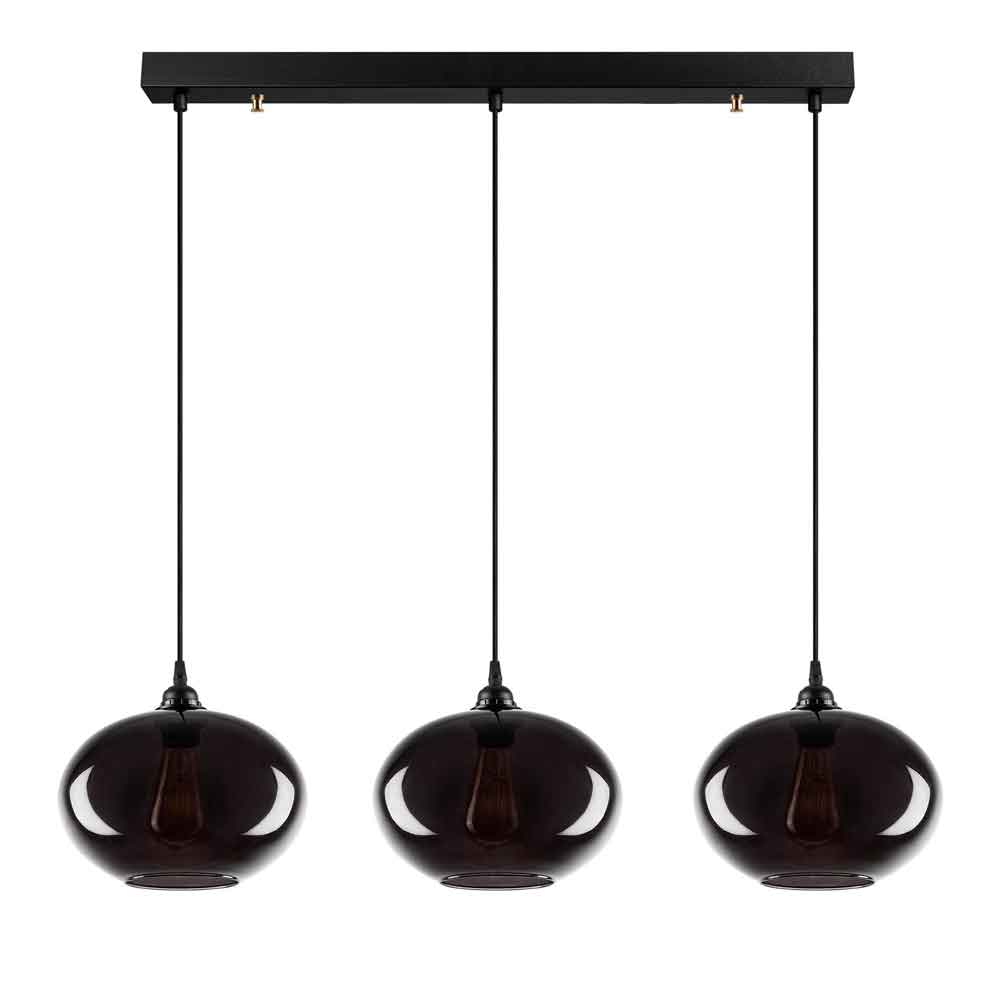 Sormel 3 Light Glass Ceiling Pendant Light in Black