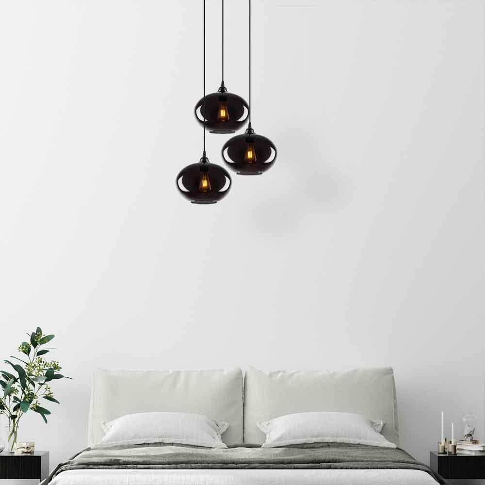 Sormel 3 Light Glass Drop Ceiling Pendant Light in Black
