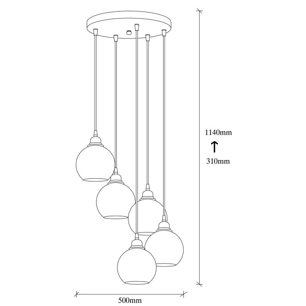 Sormel 5 Light Glass Ceiling Pendant Light in Black