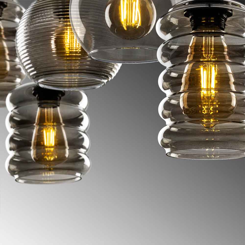 Sormel 7 Light Glass Cluster Light in Black