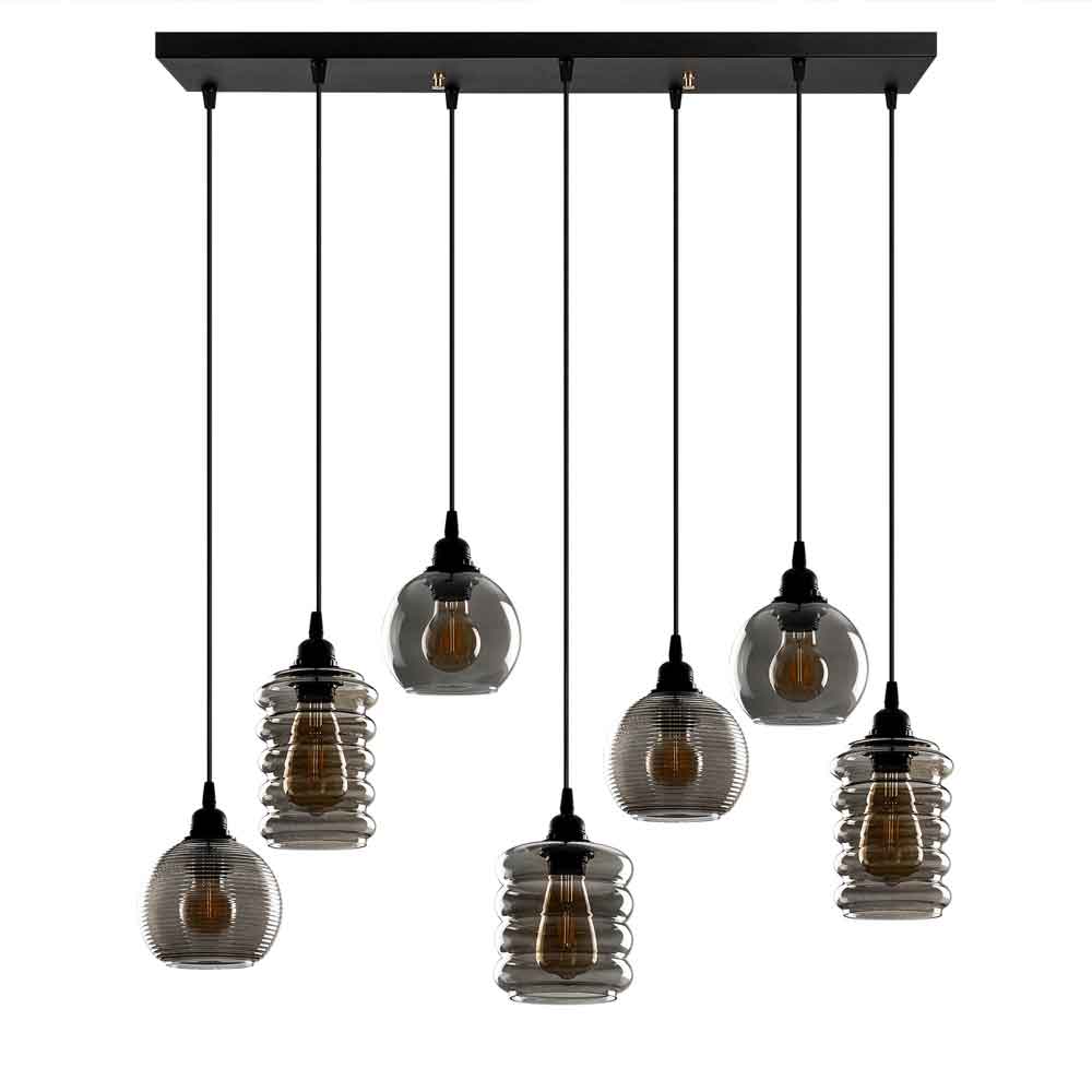Sormel 7 Light Glass Cluster Light in Black