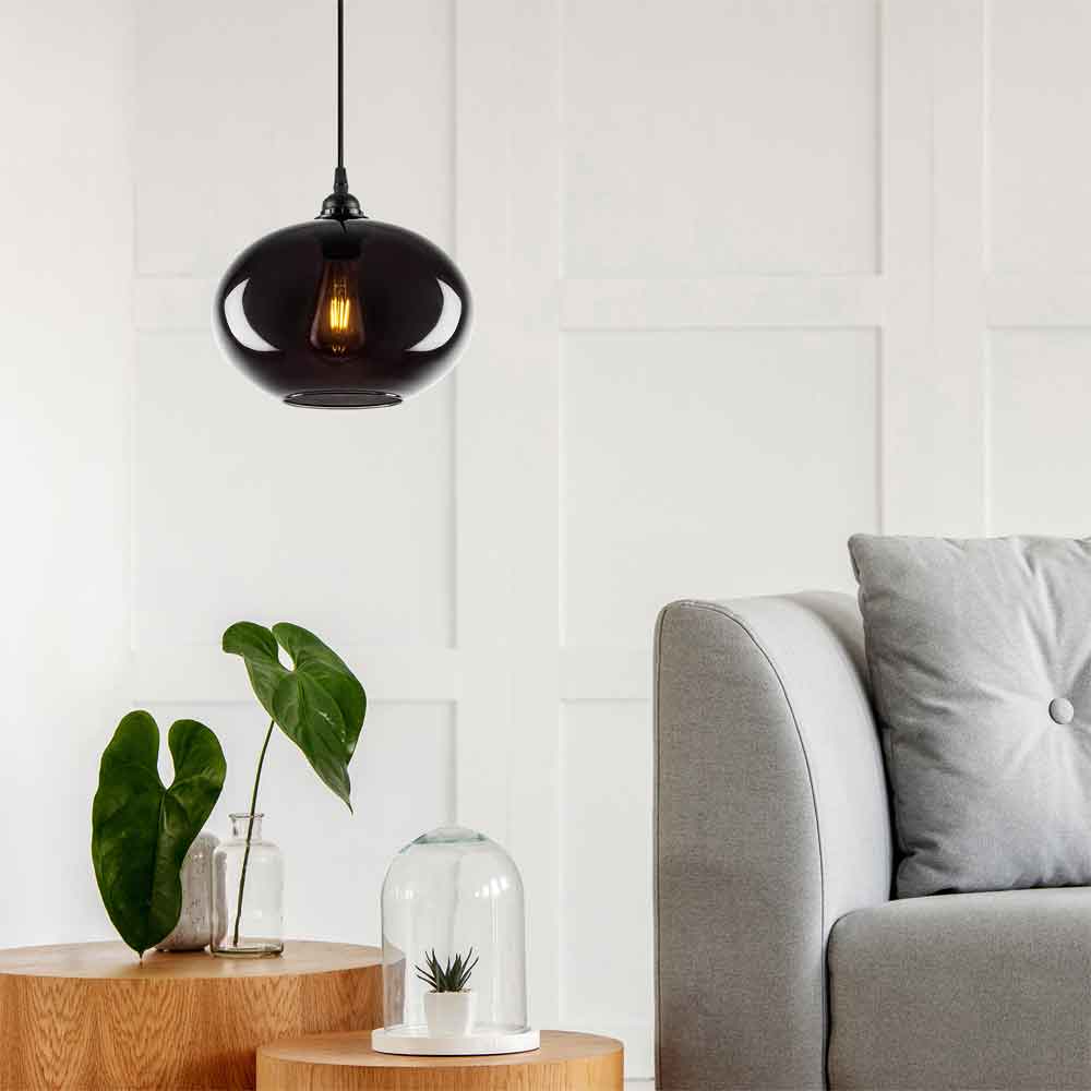 Sormel Large Glass Ceiling Pendant Light in Black