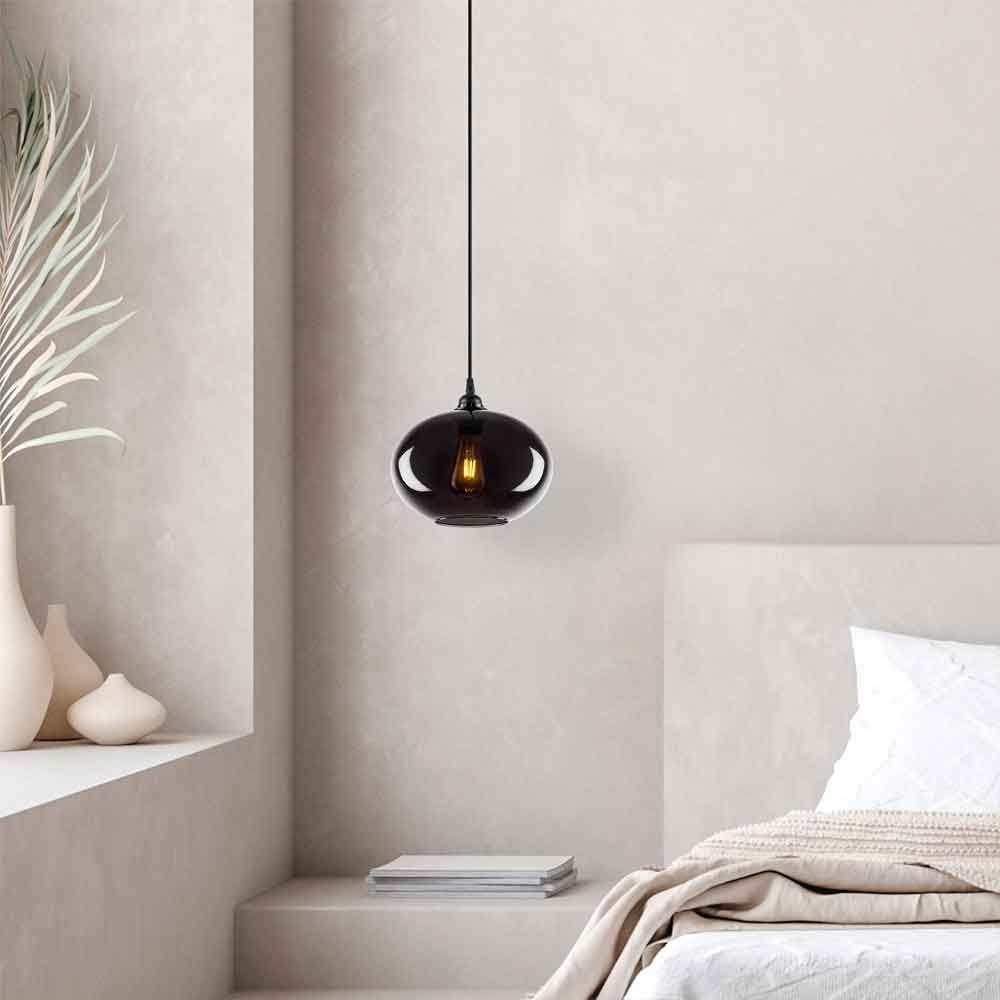Sormel Large Glass Ceiling Pendant Light in Black