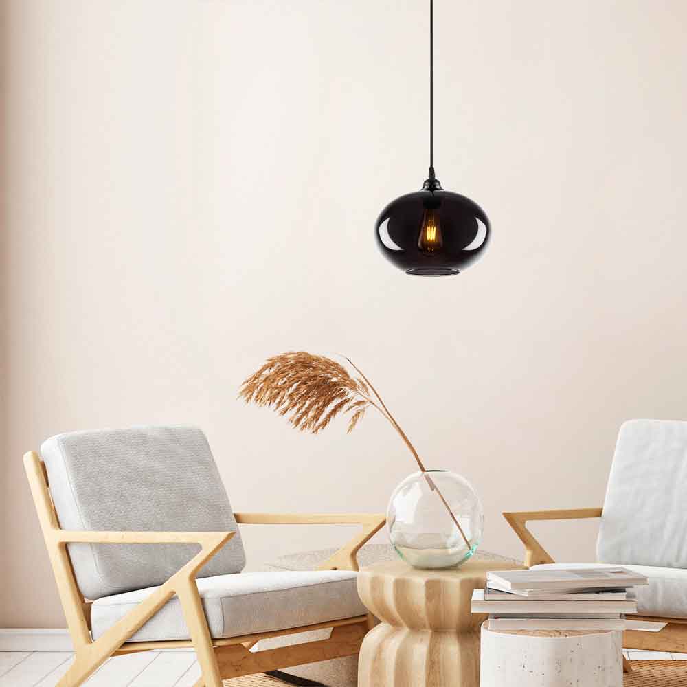 Sormel Large Glass Ceiling Pendant Light in Black