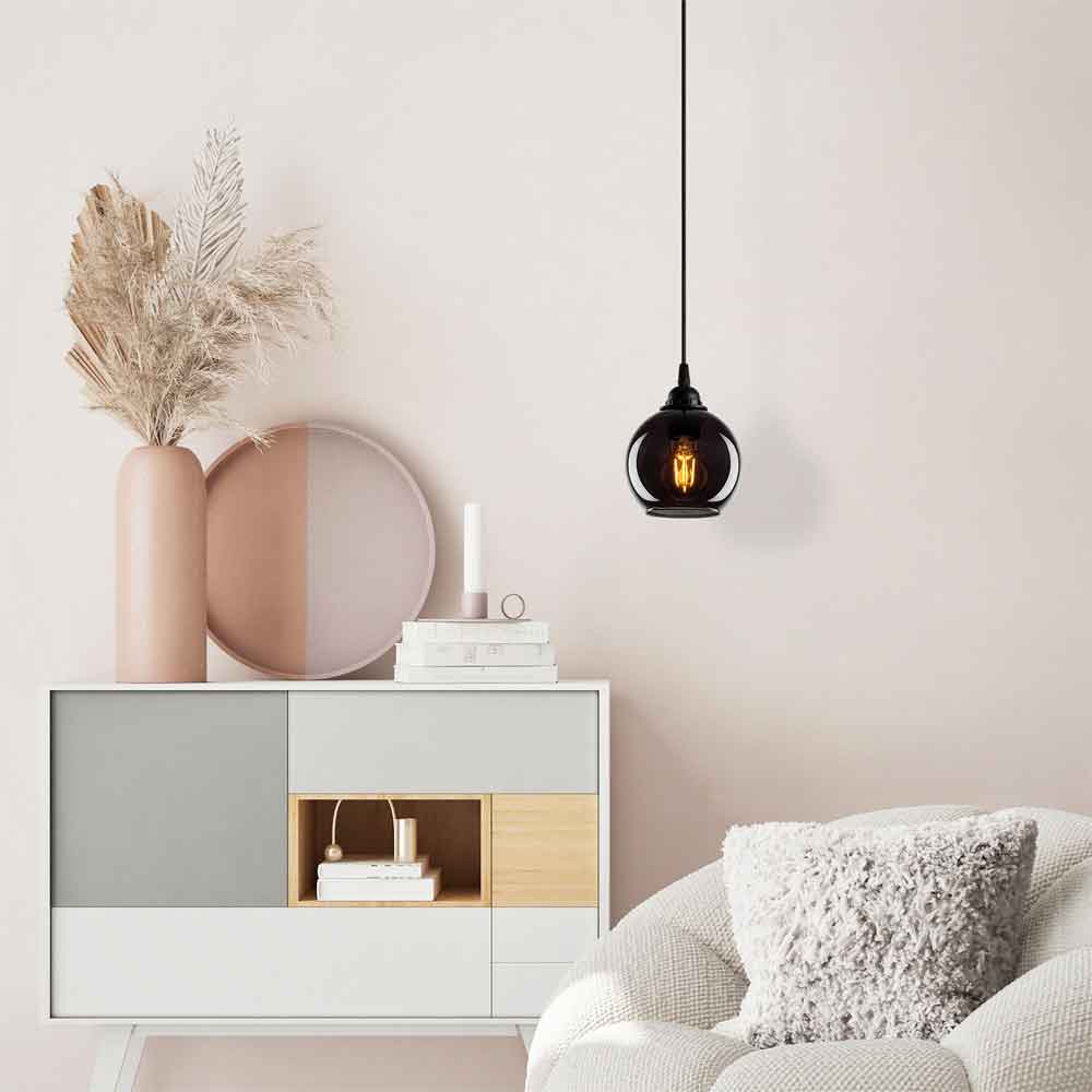 Sormel Small Glass Ceiling Pendant Light in Black