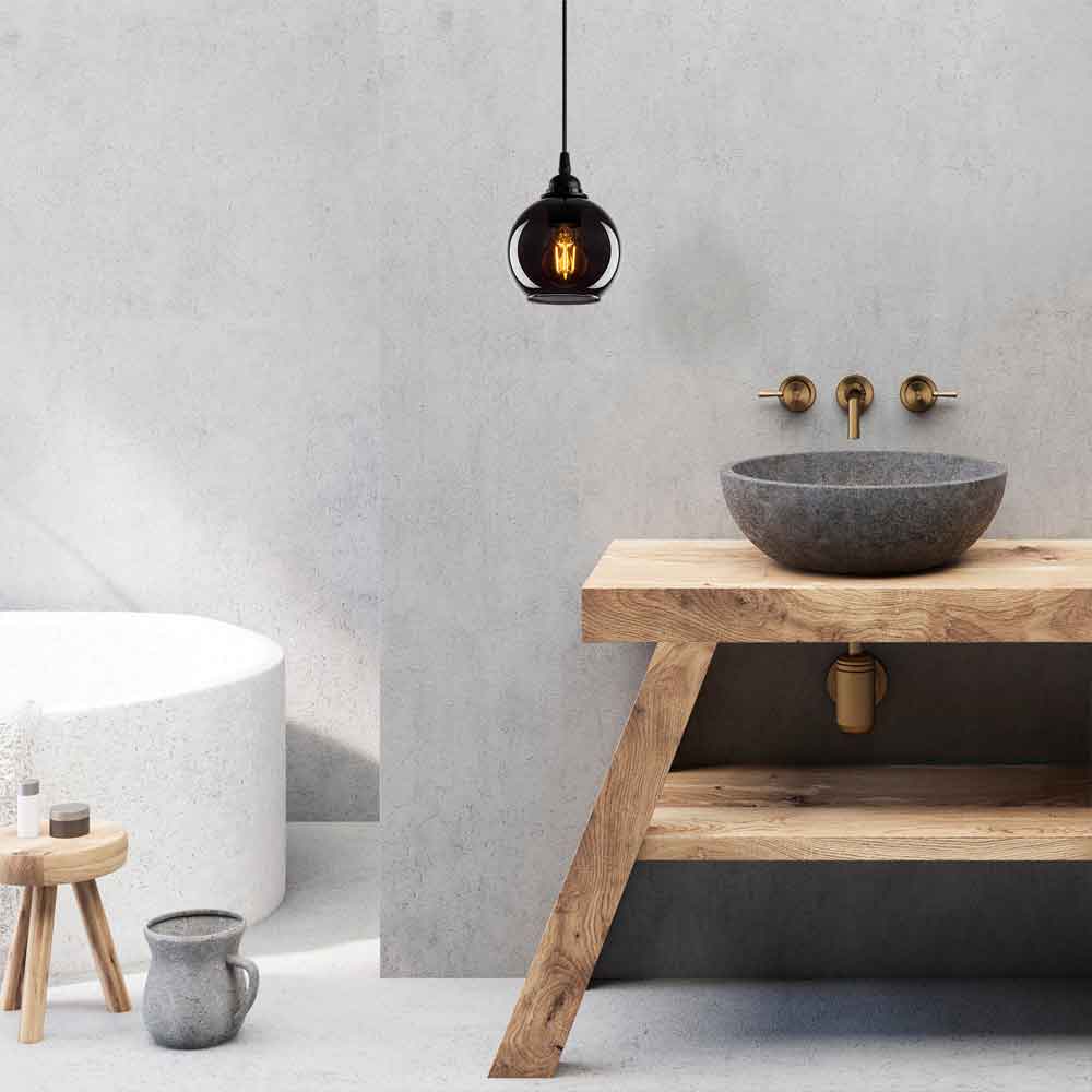 Sormel Small Glass Ceiling Pendant Light in Black