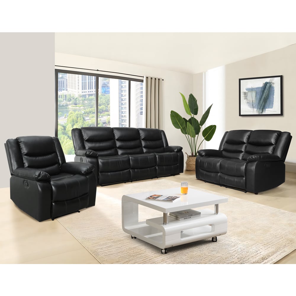 Read more about Sorreno 3+2+1 bonded leather recliner sofa set in black