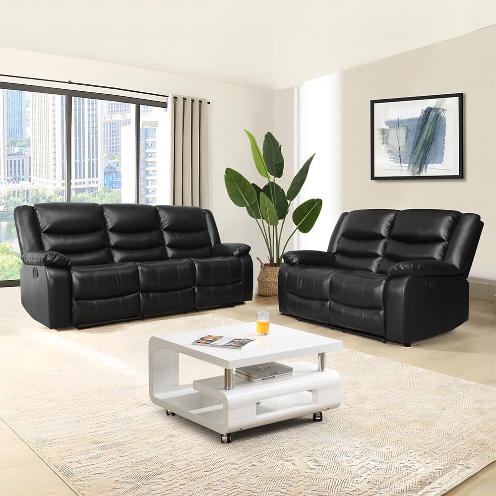 Read more about Sorreno 3+2 bonded leather recliner sofa set in black