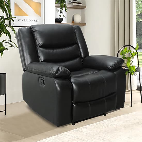 Product photograph of Sorreno Bonded Leather Recliner 1 Seater Sofa In Black from Furniture in Fashion