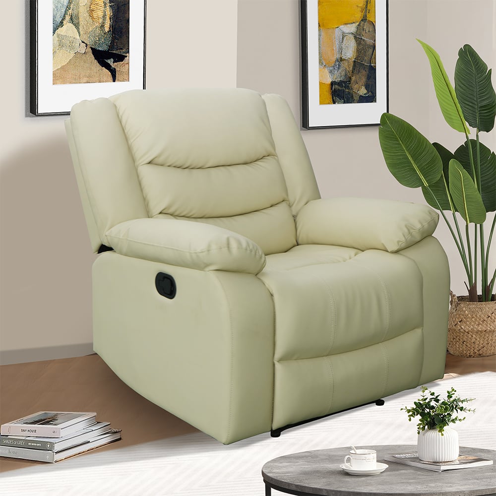 Read more about Sorreno bonded leather recliner 1 seater sofa in ivory