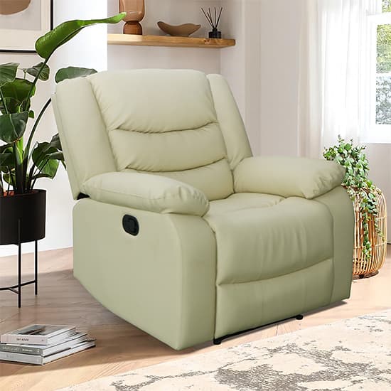 Product photograph of Sorreno Bonded Leather Recliner 1 Seater Sofa In Ivory from Furniture in Fashion