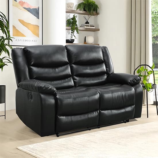 Product photograph of Sorreno Bonded Leather Recliner 2 Seater Sofa In Black from Furniture in Fashion