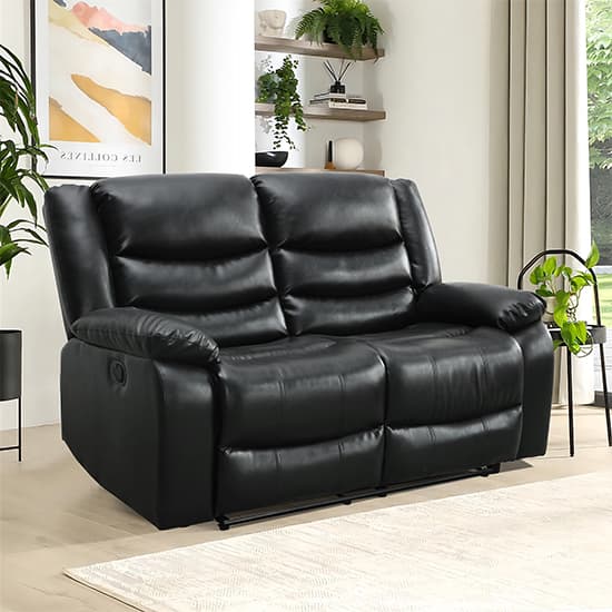 Sorreno Bonded Leather Recliner 2 Seater Sofa In Black