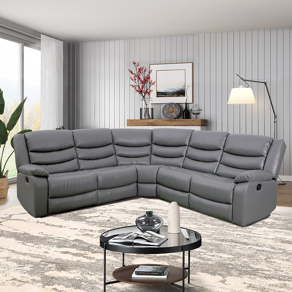 Read more about Sorreno bonded leather recliner corner sofa in dark grey