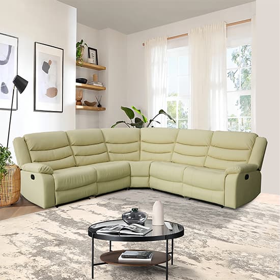 Product photograph of Sorreno Bonded Leather Recliner Corner Sofa In Ivory from Furniture in Fashion