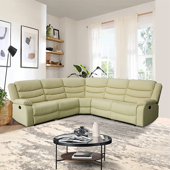 Sorreno Bonded Leather Recliner Corner Sofa In Ivory