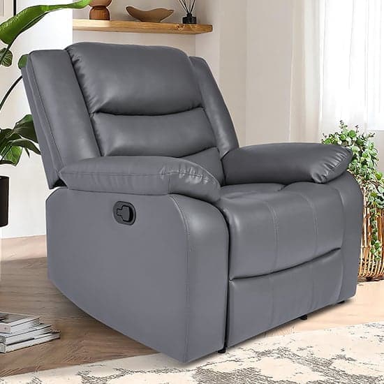 Product photograph of Sorreno Bonded Leather Recliner 1 Seater Sofa In Dark Grey from Furniture in Fashion