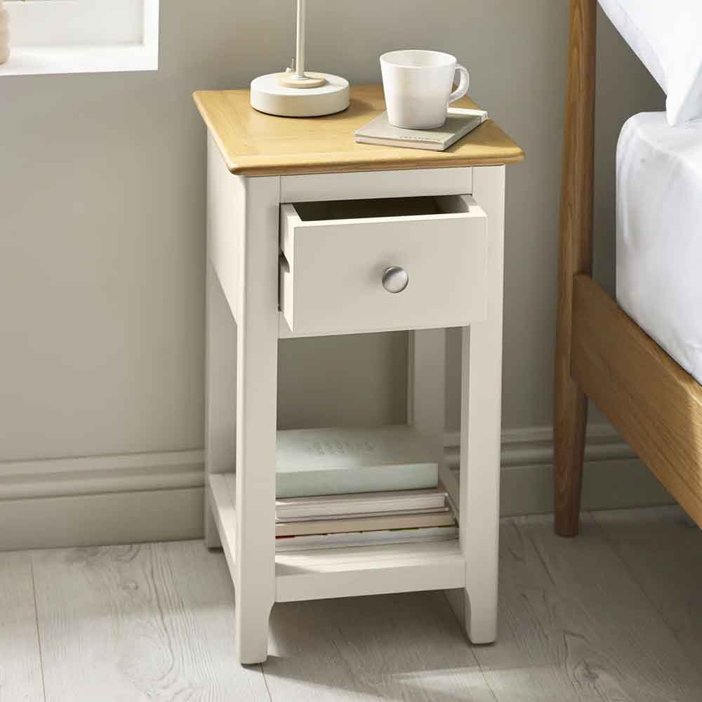 Sorrento Wooden Bedside Cabinet with 1 Drawer in Taupe