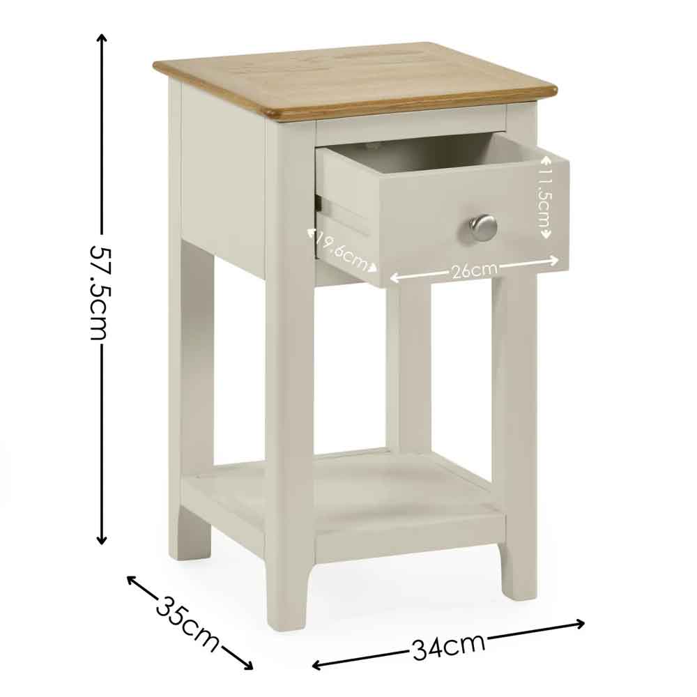 Sorrento Wooden Bedside Cabinet with 1 Drawer in Taupe